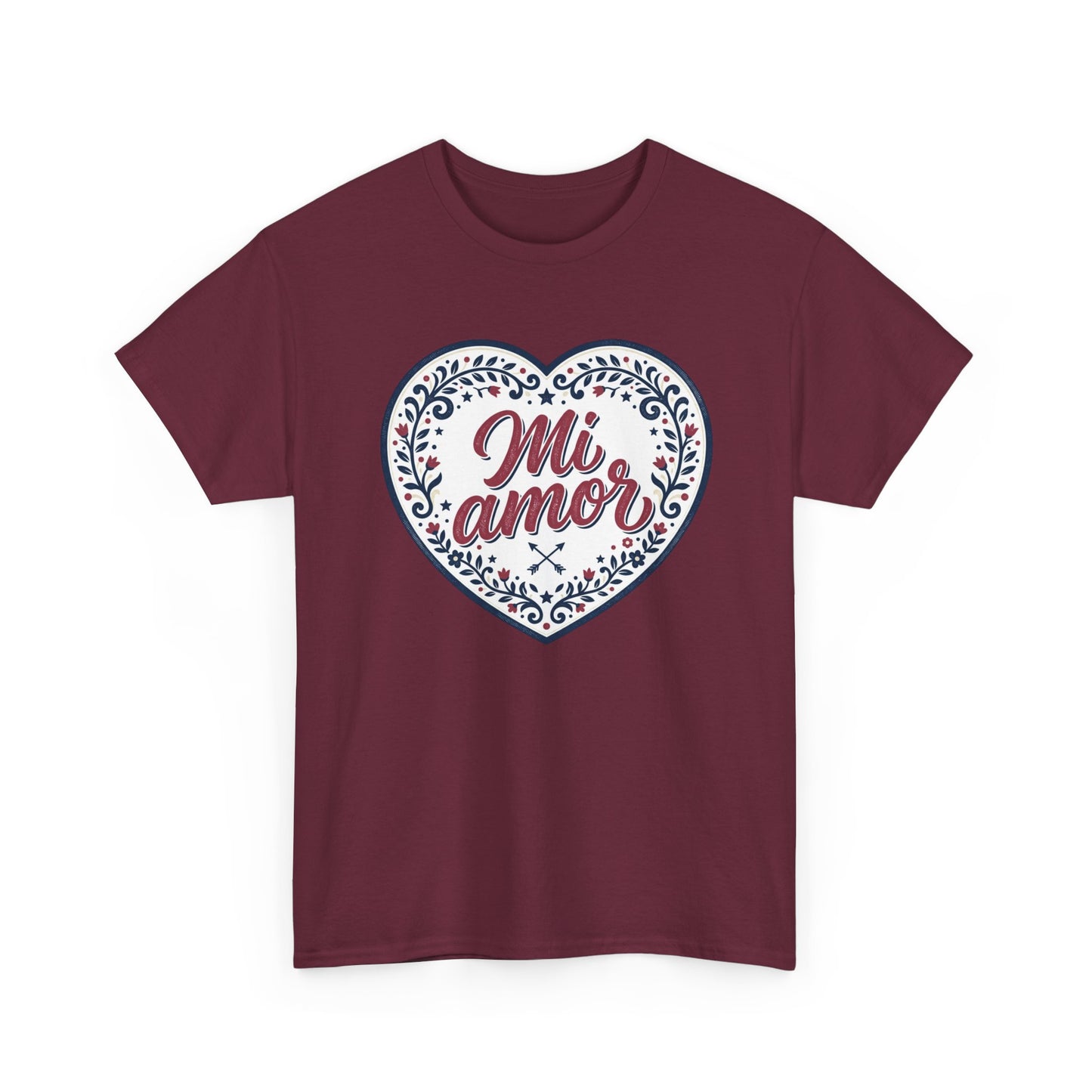 Mi Amor Heart T-Shirt — Romantic Floral Graphic Tee for Valentine’s Day