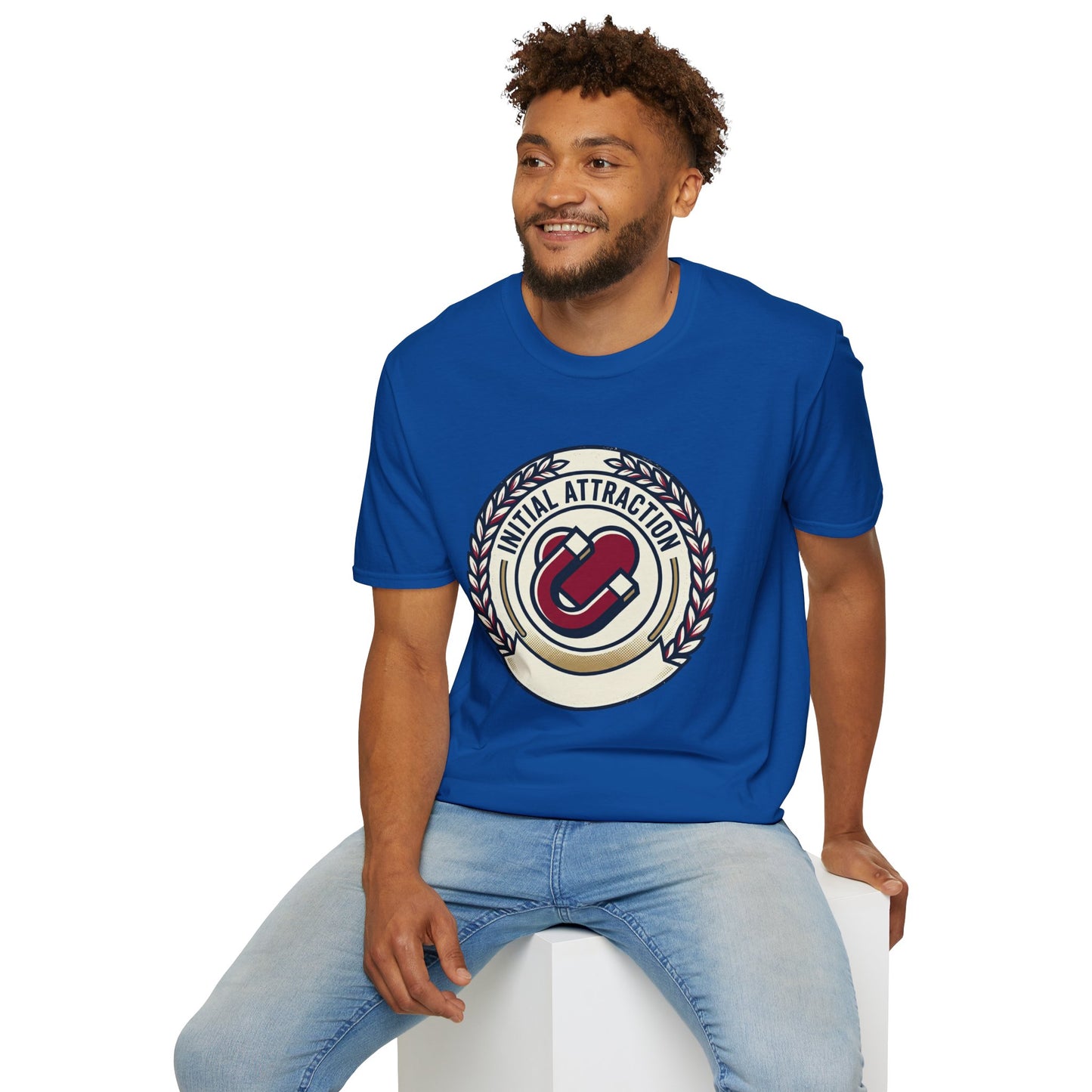 Initial Attraction T-Shirt — Retro Badge Heart Design