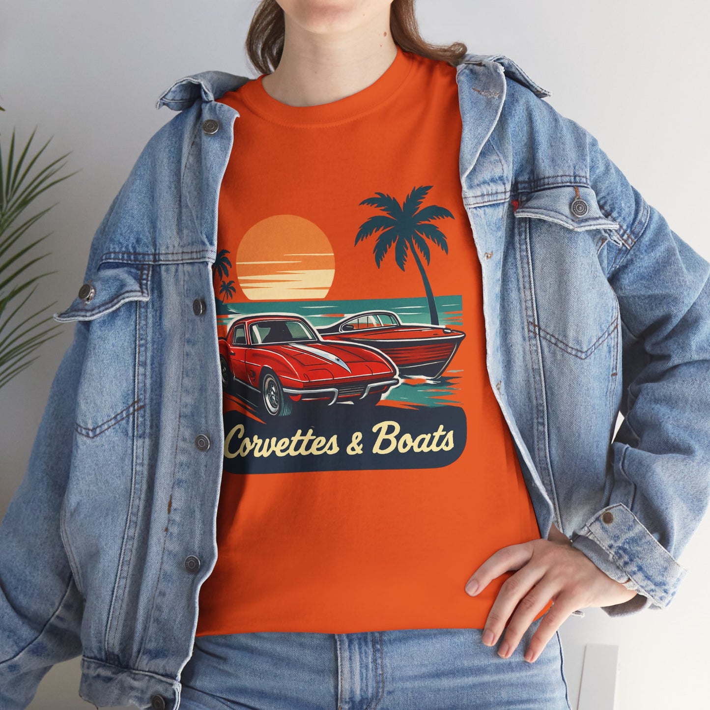 Corvettes & Boats Retro Sunset T‑Shirt