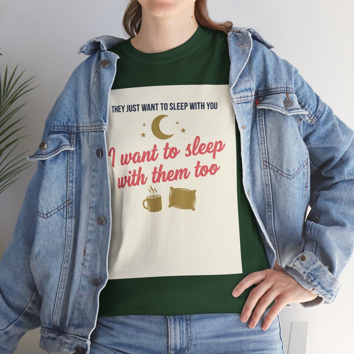 Sleepy Cats T-Shirt — "I Want to Sleep with Them Too" Cute Nighttime Pet Tee