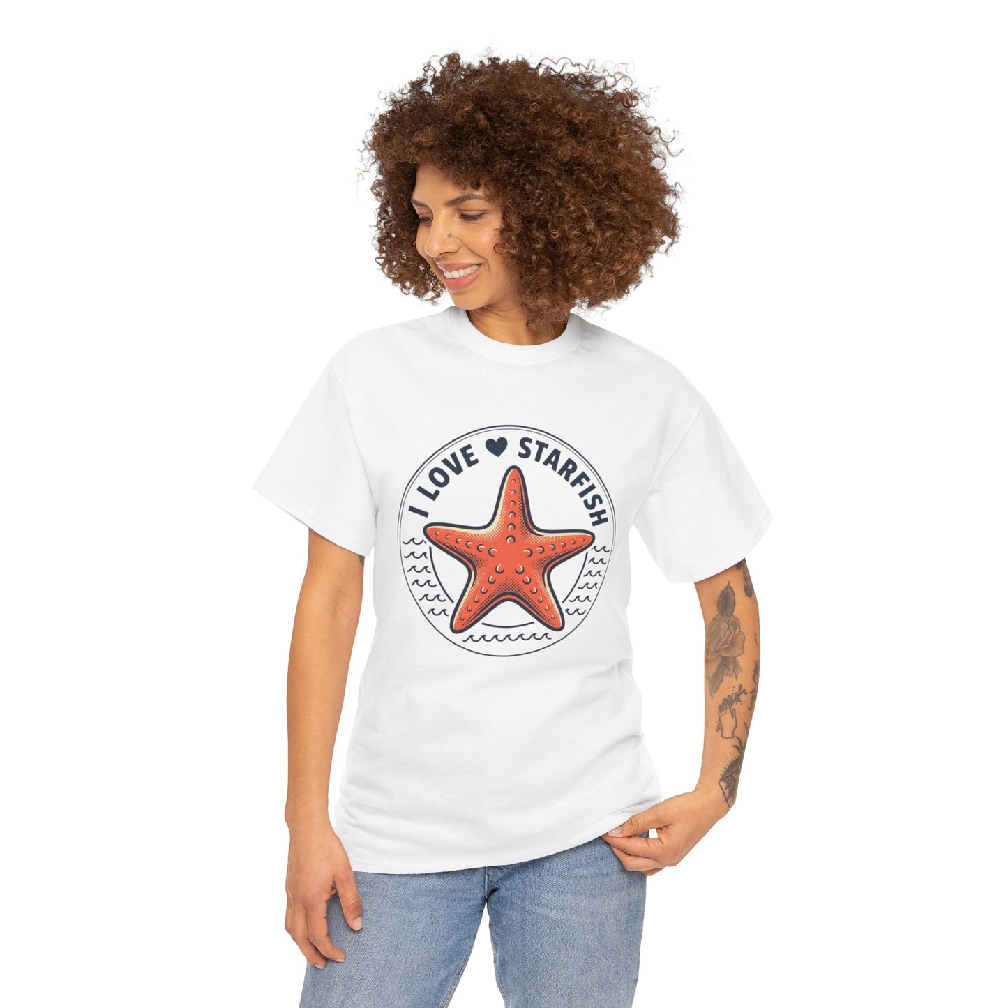 Starfish Tee — "I Love Starfish" Beach Graphic T-Shirt