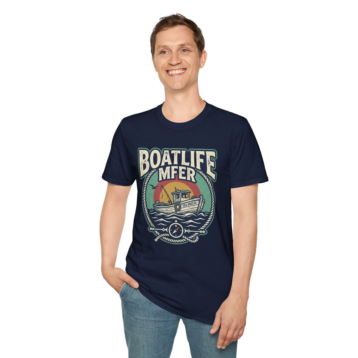 Boat Life T-Shirt – Vintage Fishing Boat Graphic 'Boat Life MFER' Tee