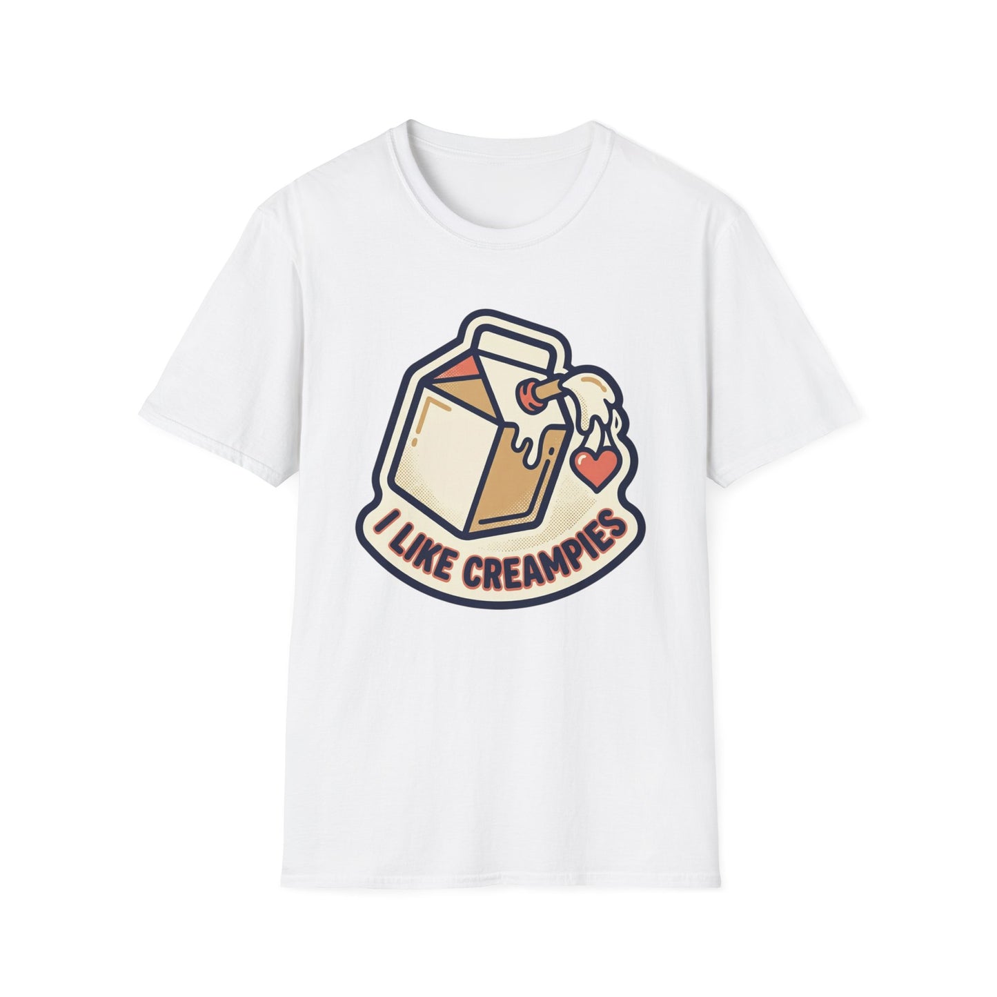Cream Pie Cartoon T-Shirt — "I Like Creampies" Retro Milk Carton Graphic Tee