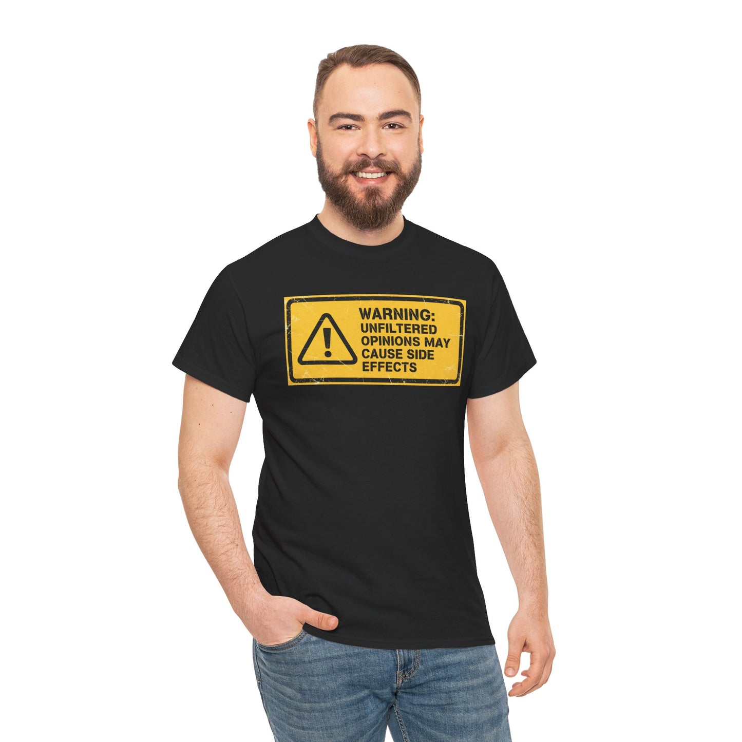 T-Shirt — "Warning: Unfiltered Opinions May Cause Side Effects" Graphic Tee