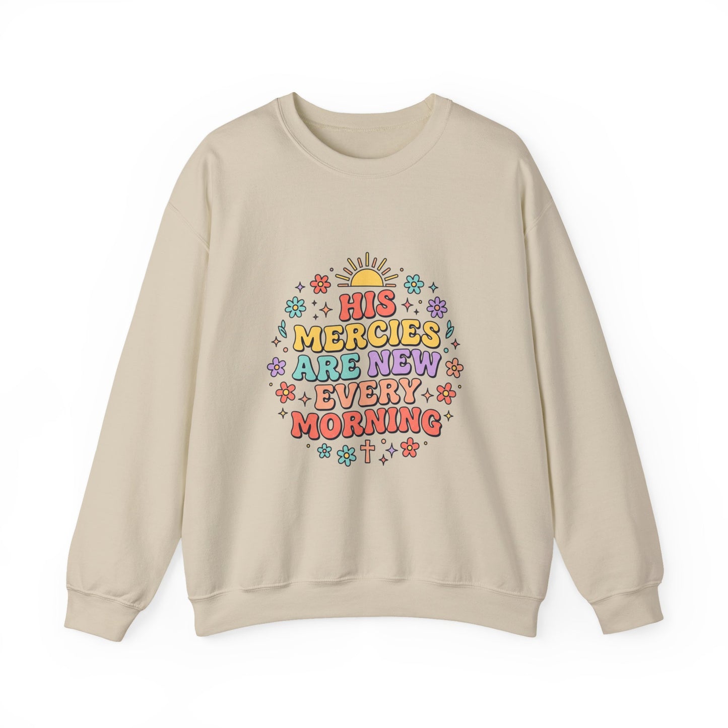 His Mercies Are New Every Morning Sweatshirt | Christian, Pastel Groovy Encouragement
