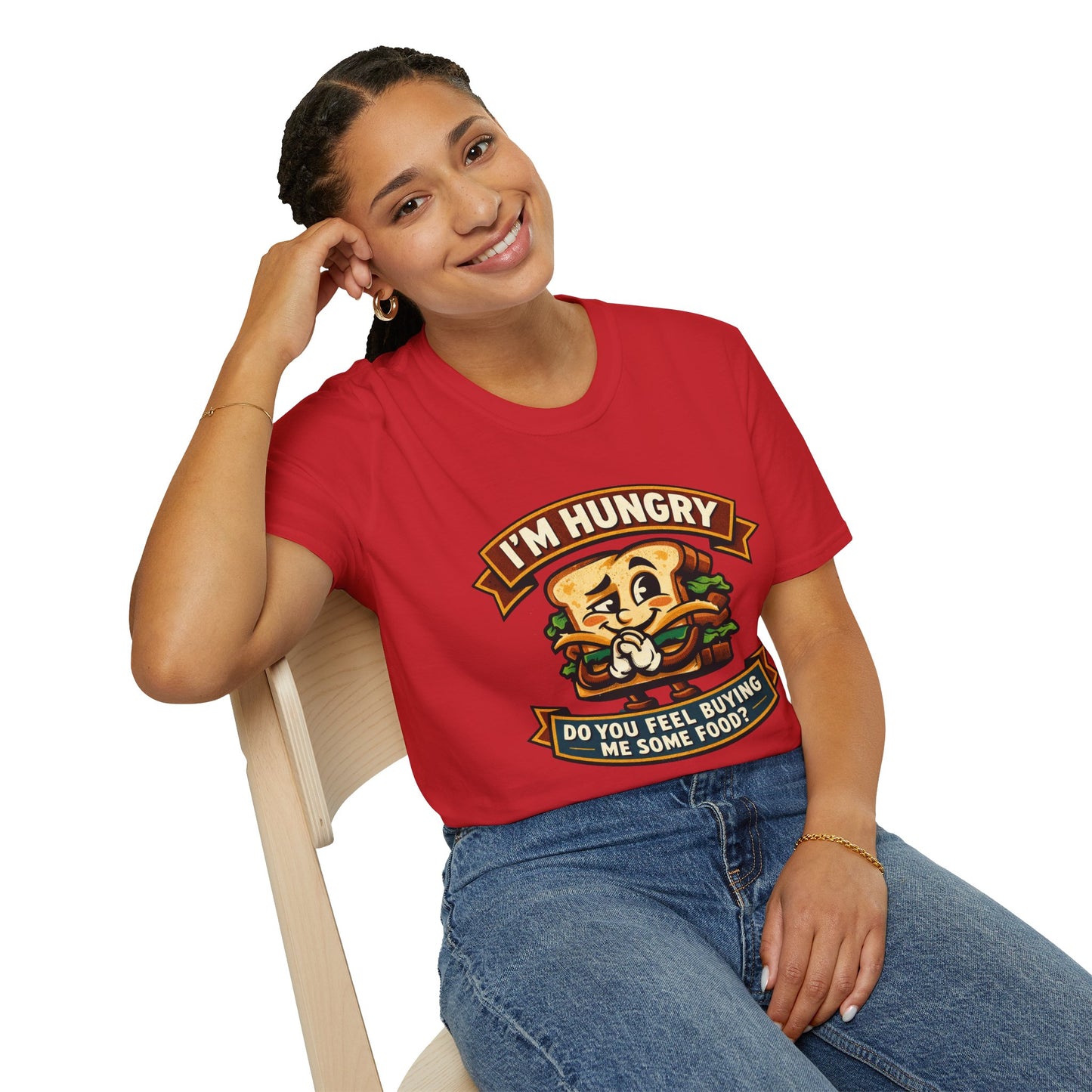 I'm Hungry Burger Graphic T-Shirt — "Do You Feel Buying Me Some Food?" Funny Foodie Tee