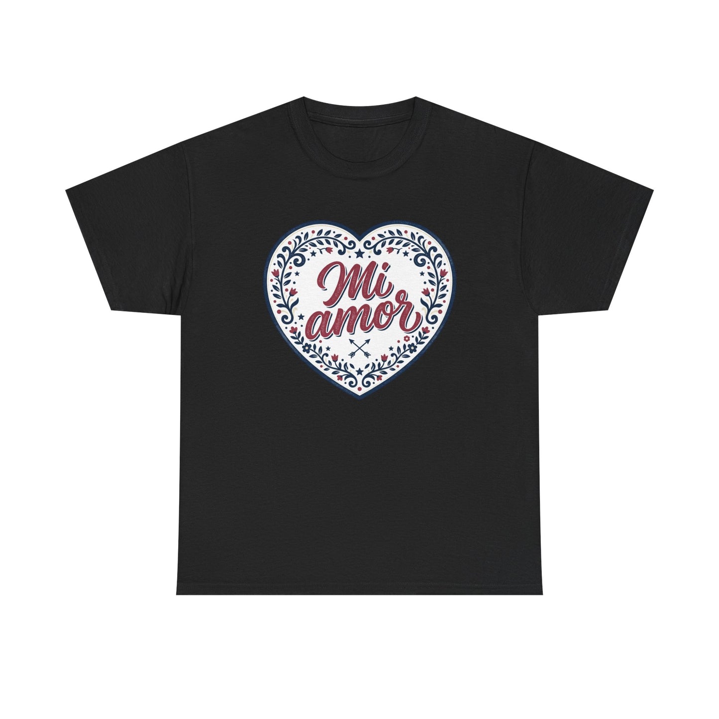 Mi Amor Heart T-Shirt — Romantic Floral Graphic Tee for Valentine’s Day