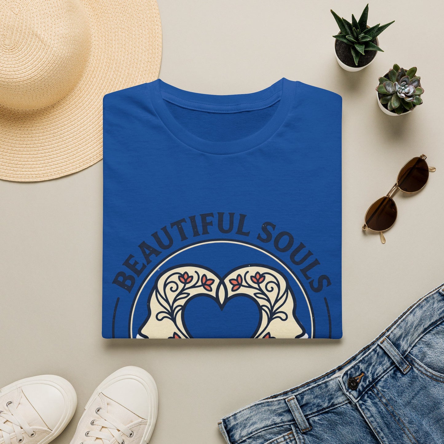 Beautiful Souls Graphic T-Shirt — "Beautiful Souls" Heart Floral Tee