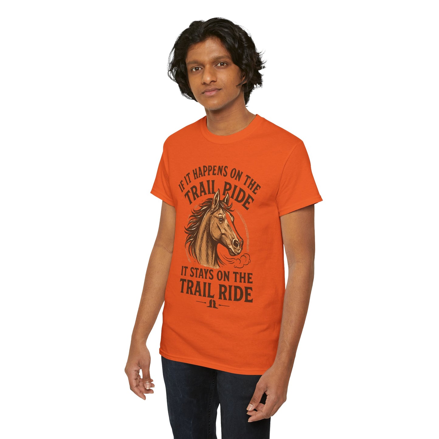 Trail Ride T-Shirt — "If It Happens On The Trail Ride, It Stays On The Trail Ride" Horse Tee