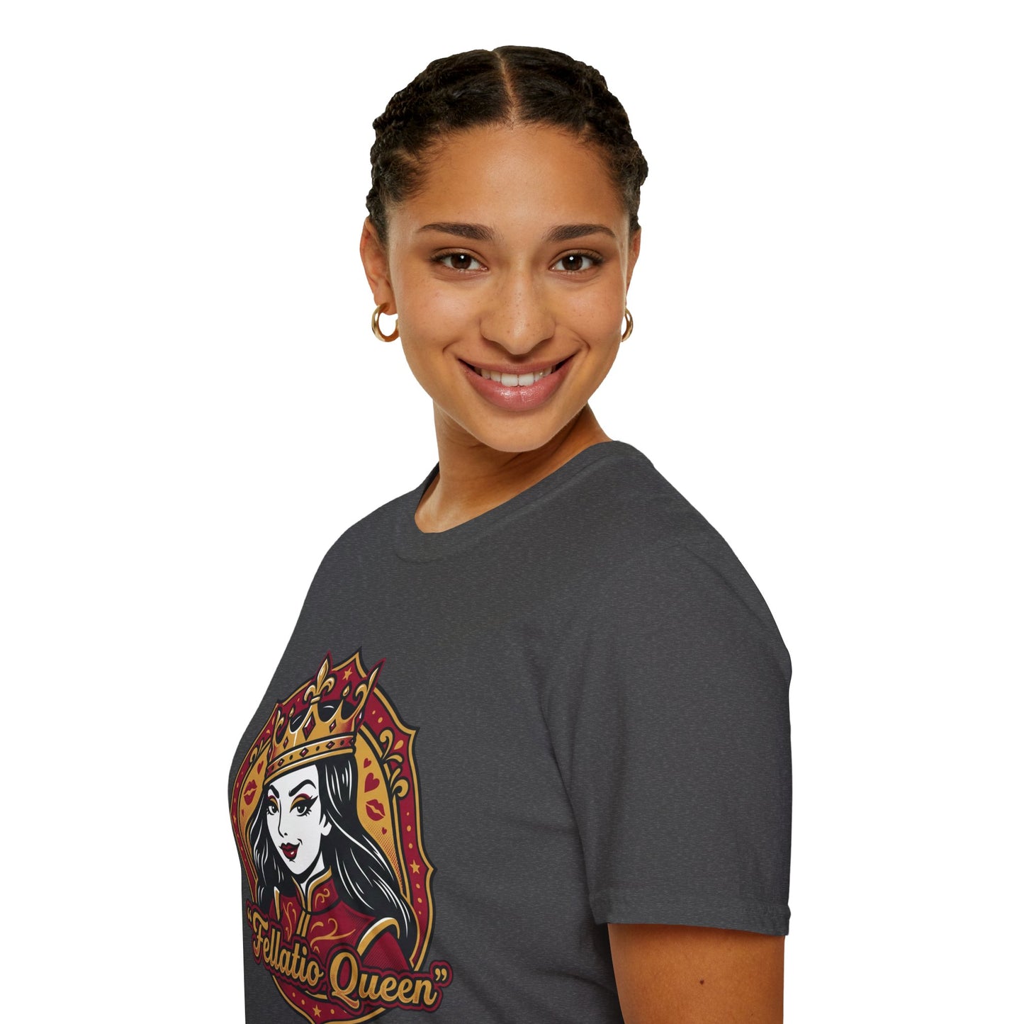 "Fellatio Queen" Retro Pinup Crown Graphic Tee Printify