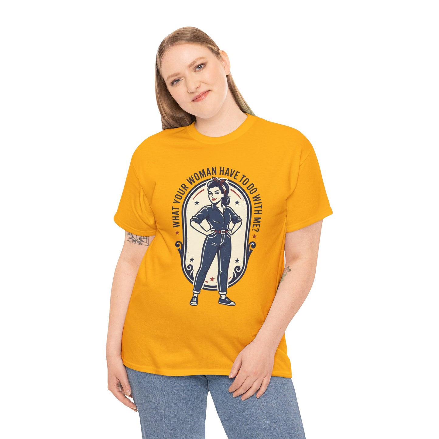 'What Your Woman Have To Do With Me?' Retro Pin-Up Graphic Tee