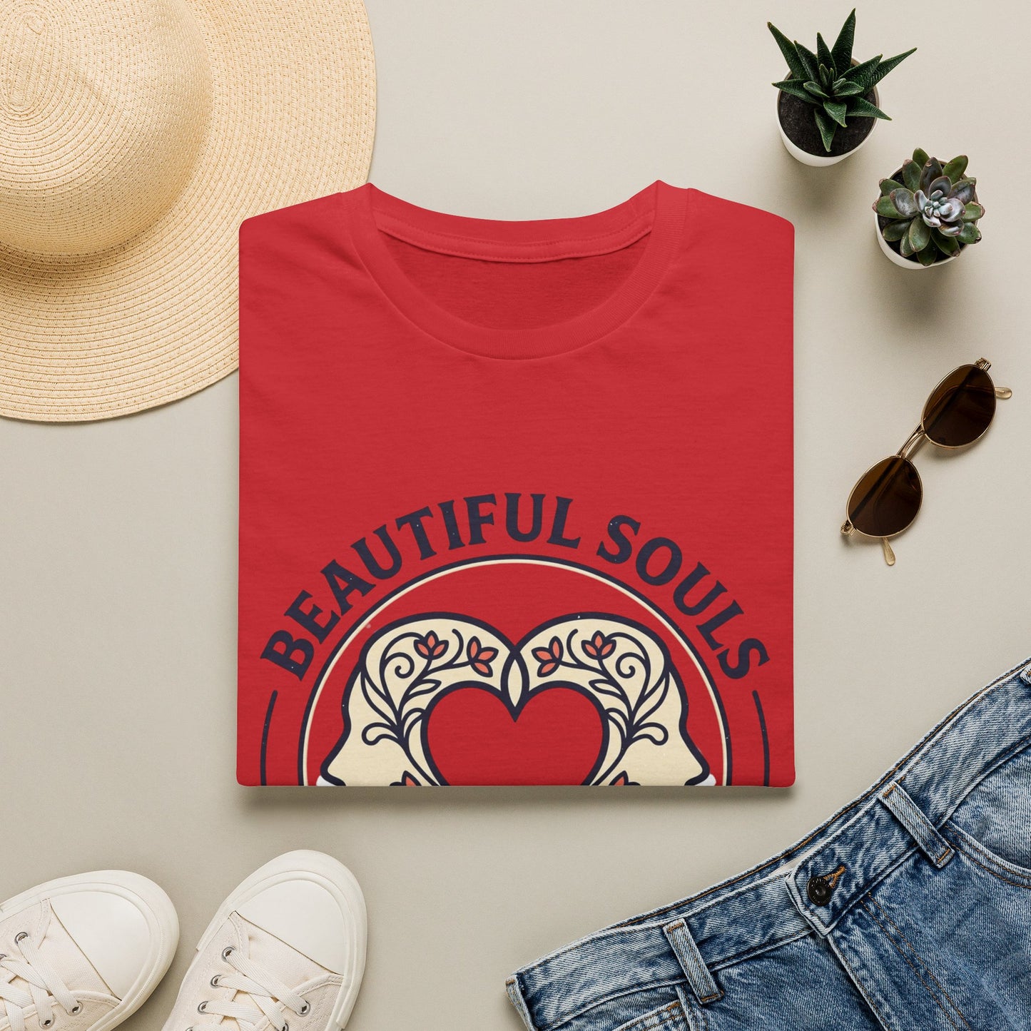 Beautiful Souls Graphic T-Shirt — "Beautiful Souls" Heart Floral Tee