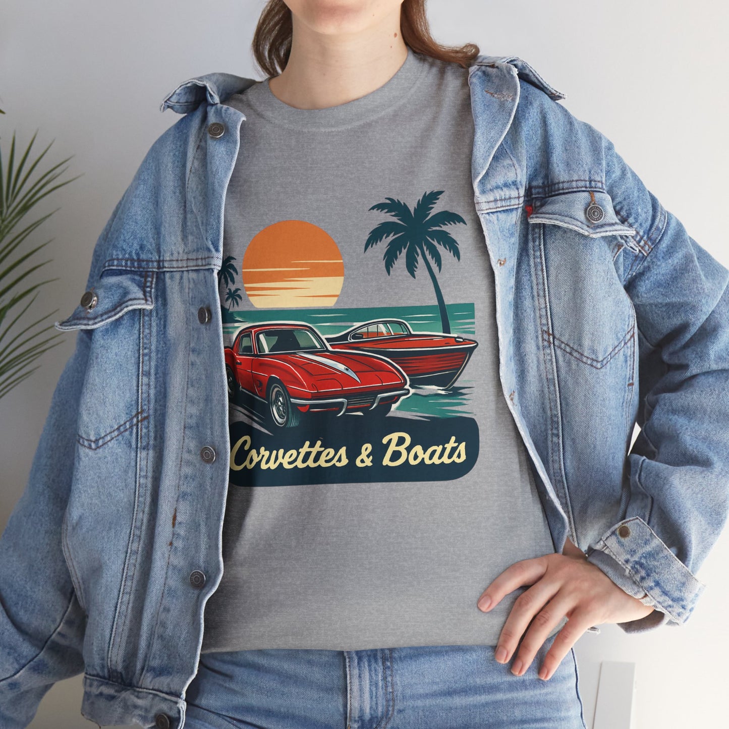 Corvettes & Boats Retro Sunset T‑Shirt