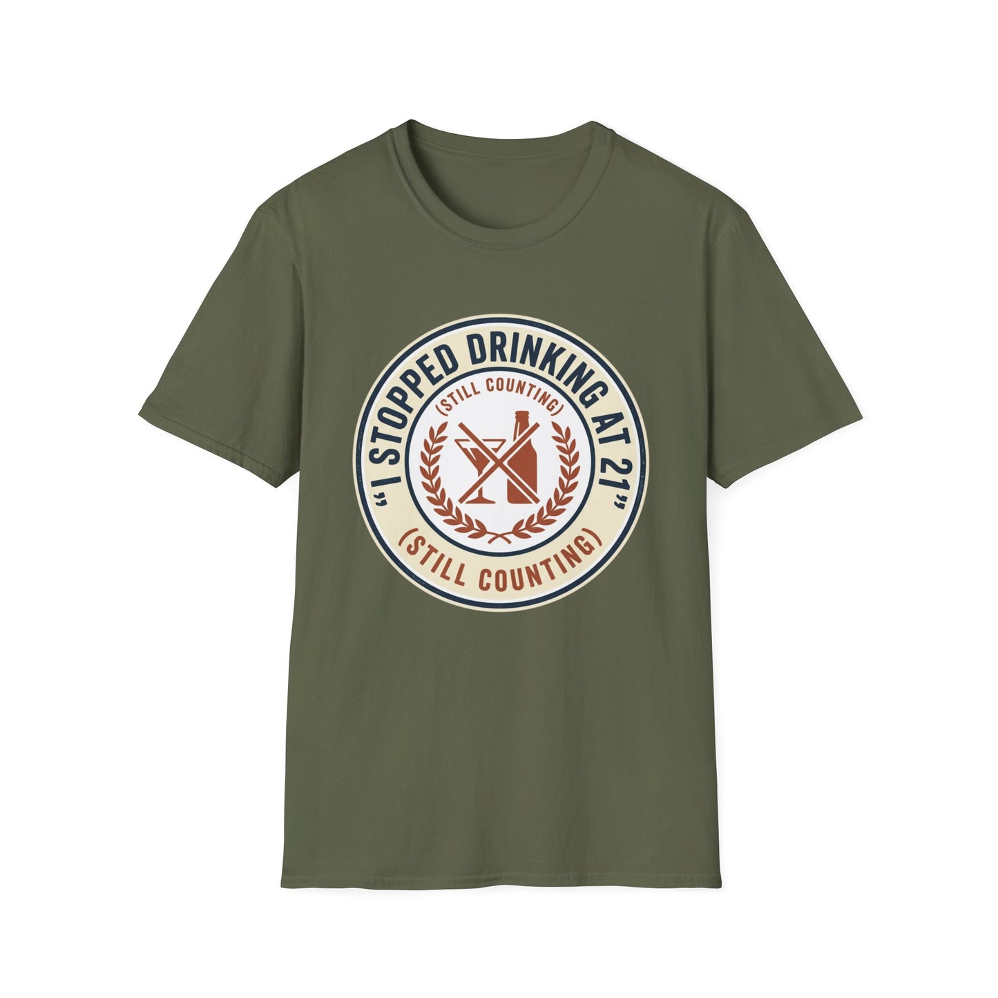 Stopped Drinking at 21 T-Shirt — 'Still Counting' Sobriety Humor Tee