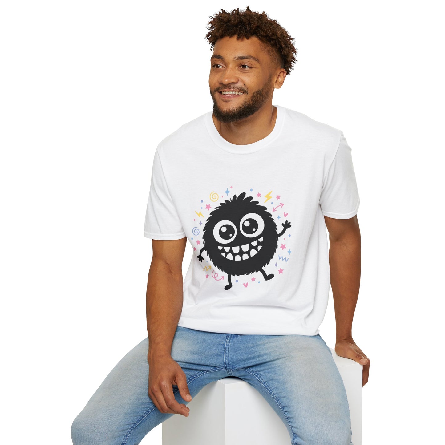 Cute Fuzzy Monster T-Shirt — Playful Cartoon Graphic Tee for Kids & Adults