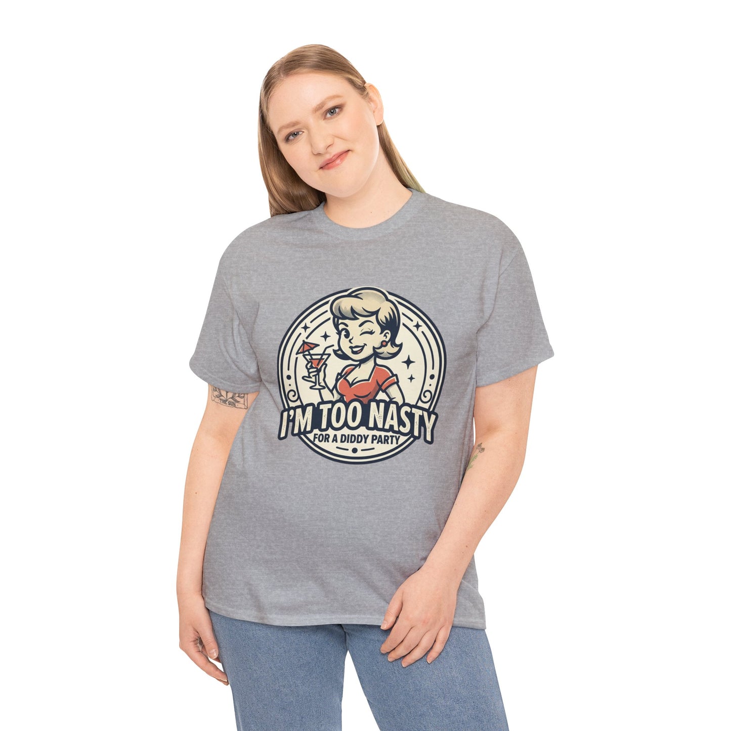 "I'm Too Nasty for a Diddy Party" Retro Cocktail Graphic Tee