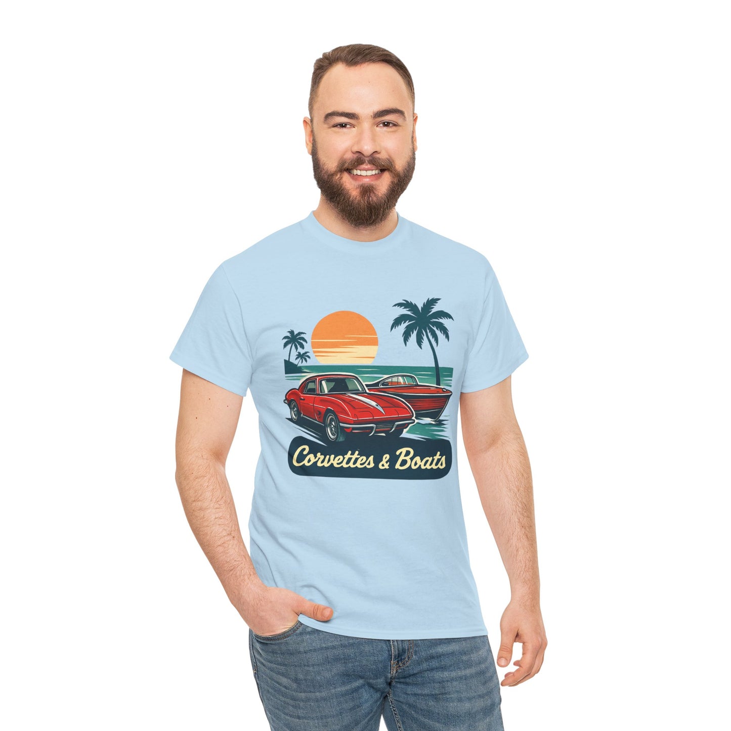 Corvettes & Boats Retro Sunset T‑Shirt