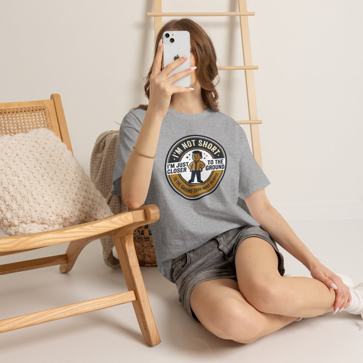 "I'm Not Short, I'm Just Closer to the Ground" Funny Short Height Graphic Tee