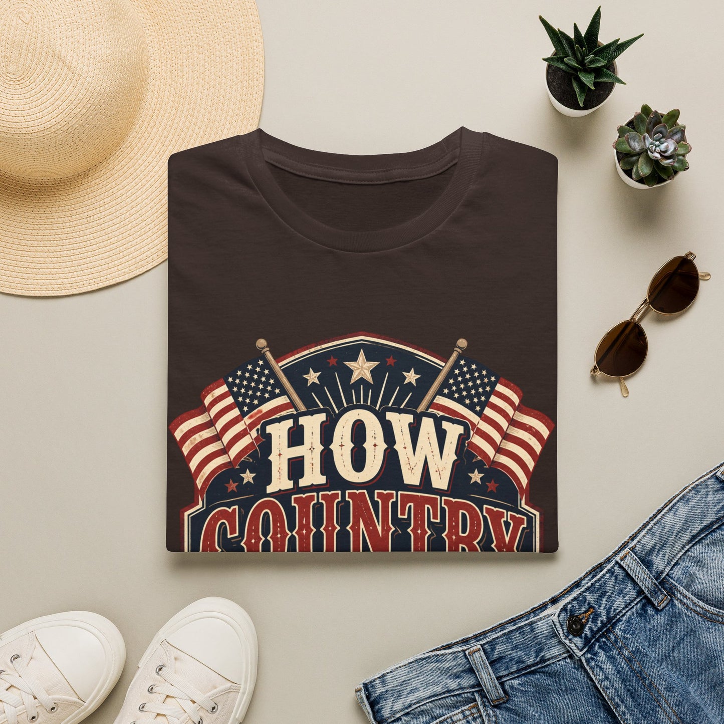 How Country Are You? T-Shirt — Vintage American Flag Country Graphic Tee