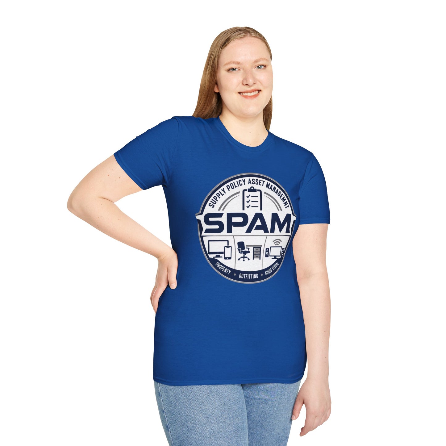 SPAM Supply Policy Asset Management T-Shirt — Logistics/ IT / Admin Graphic Tee