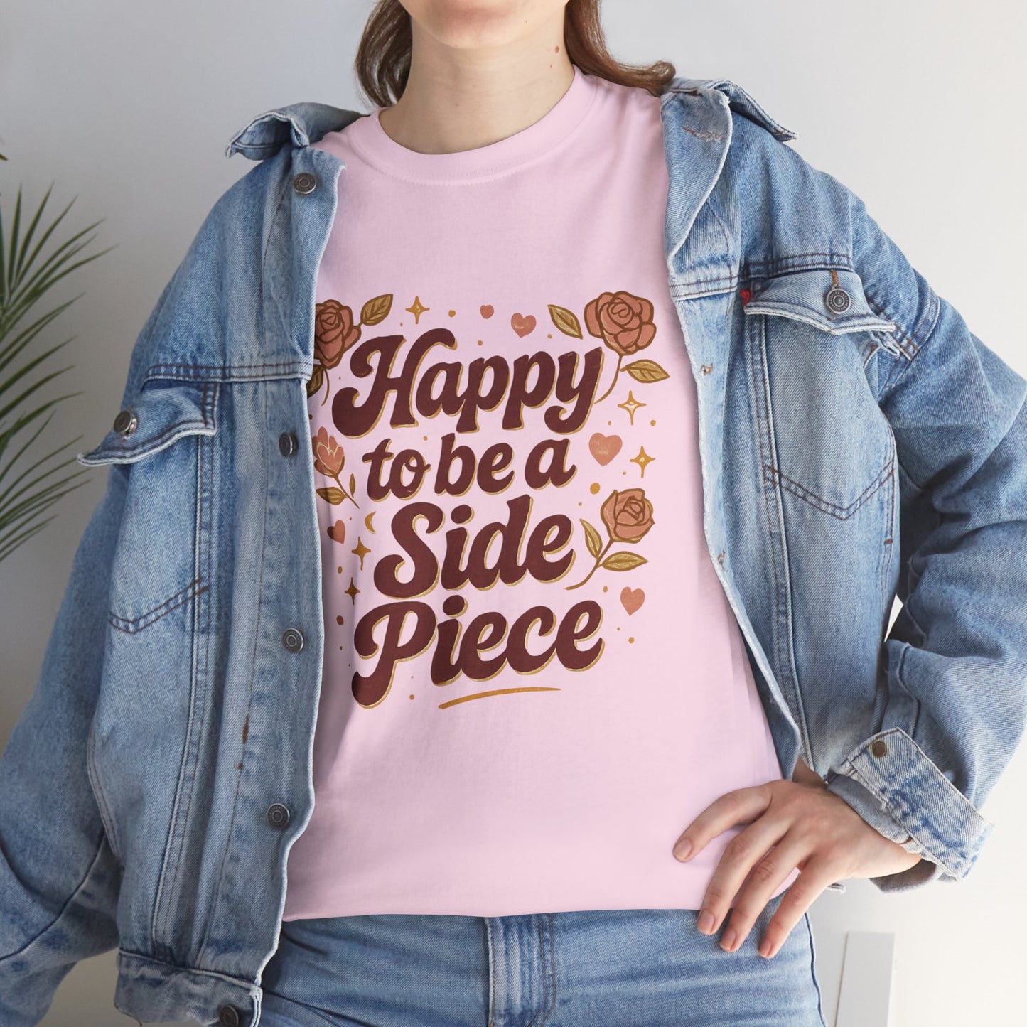 Happy to Be a Side Piece Tee — Retro Floral Statement T-Shirt