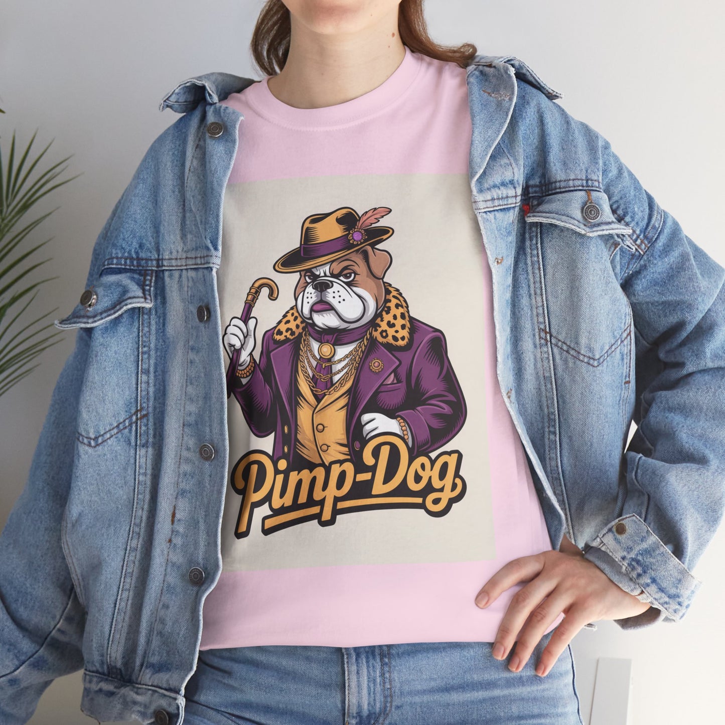 Pimp-Dog Graphic Tee — Retro Bulldog Character Shirt Printify