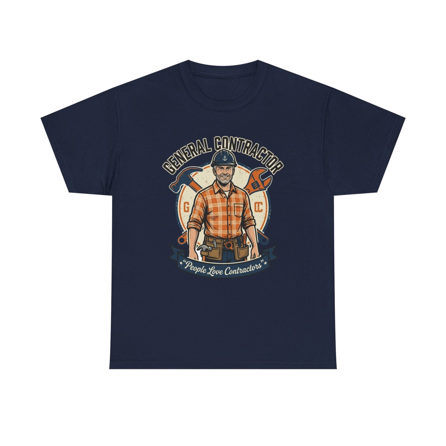 General Contractor T-Shirt — Vintage Construction Worker Logo Tee Printify