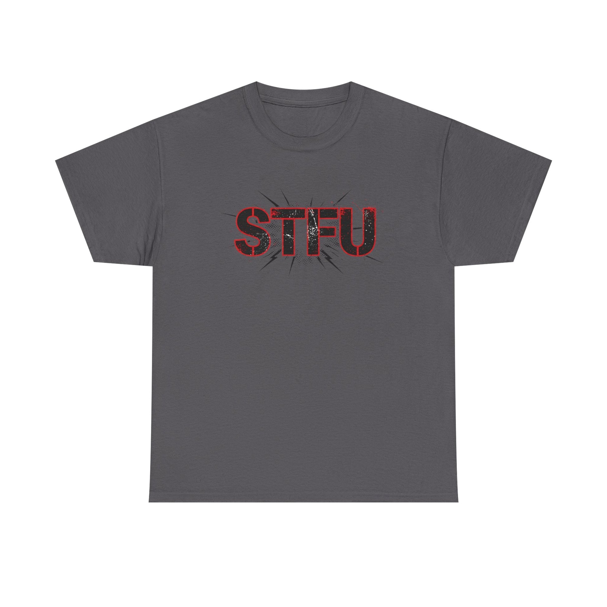 STFU Graphic Tee — Bold Distressed Text Shirt for Statement Style Printify