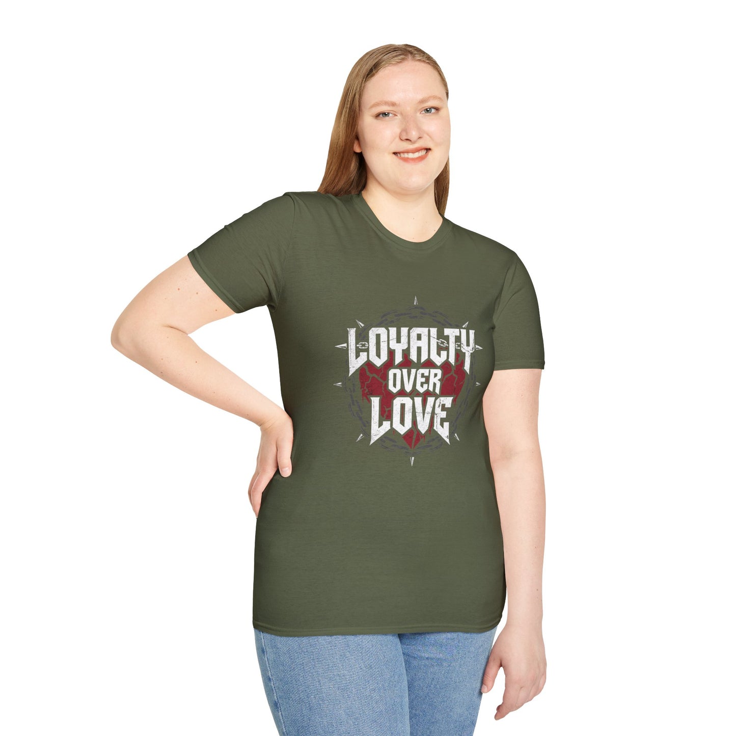 Loyalty Over Love T-Shirt — Edgy Heart & Chain Graphic Tee