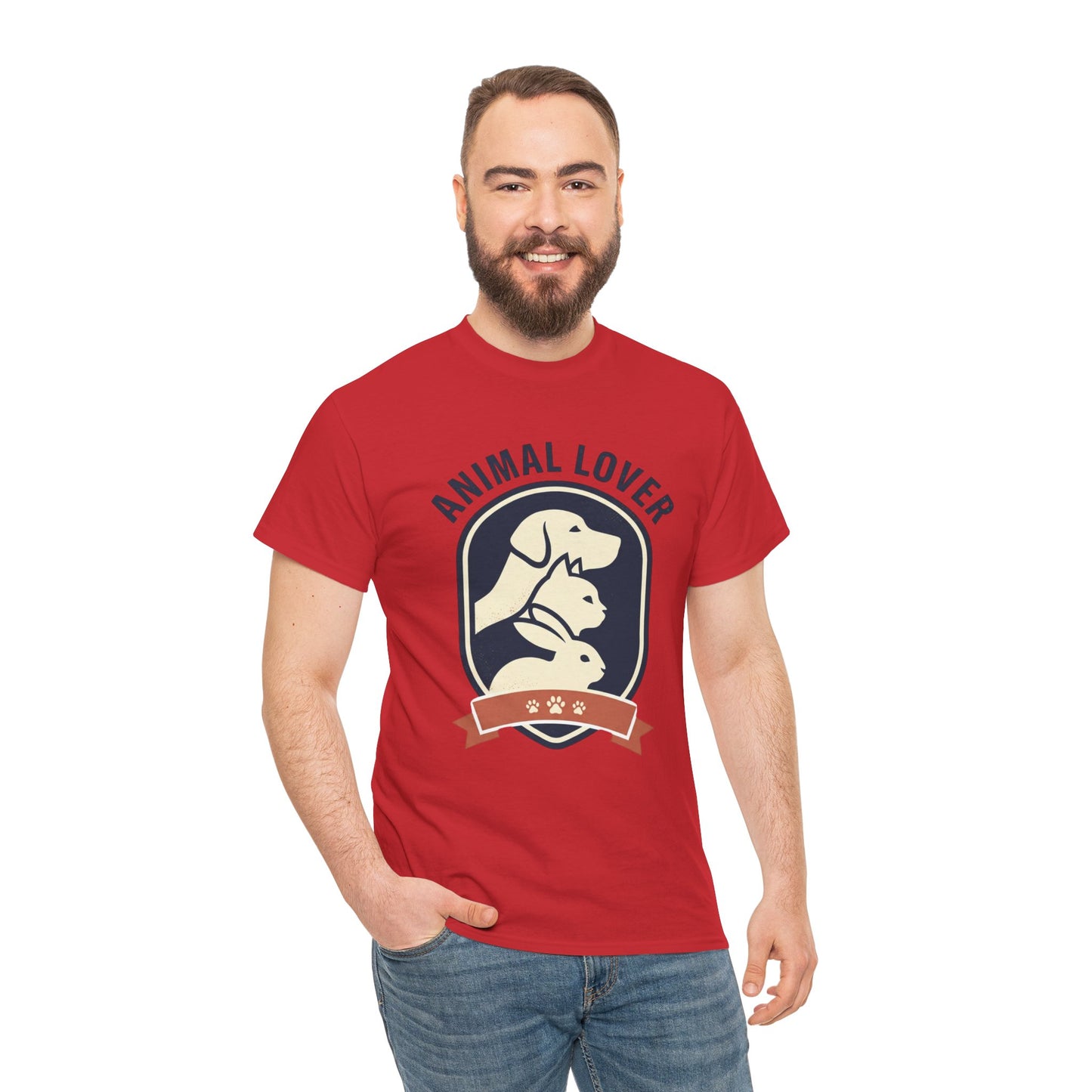 Animal Lover T-Shirt — Retro Pet Badge Tee (Dogs & Cats)