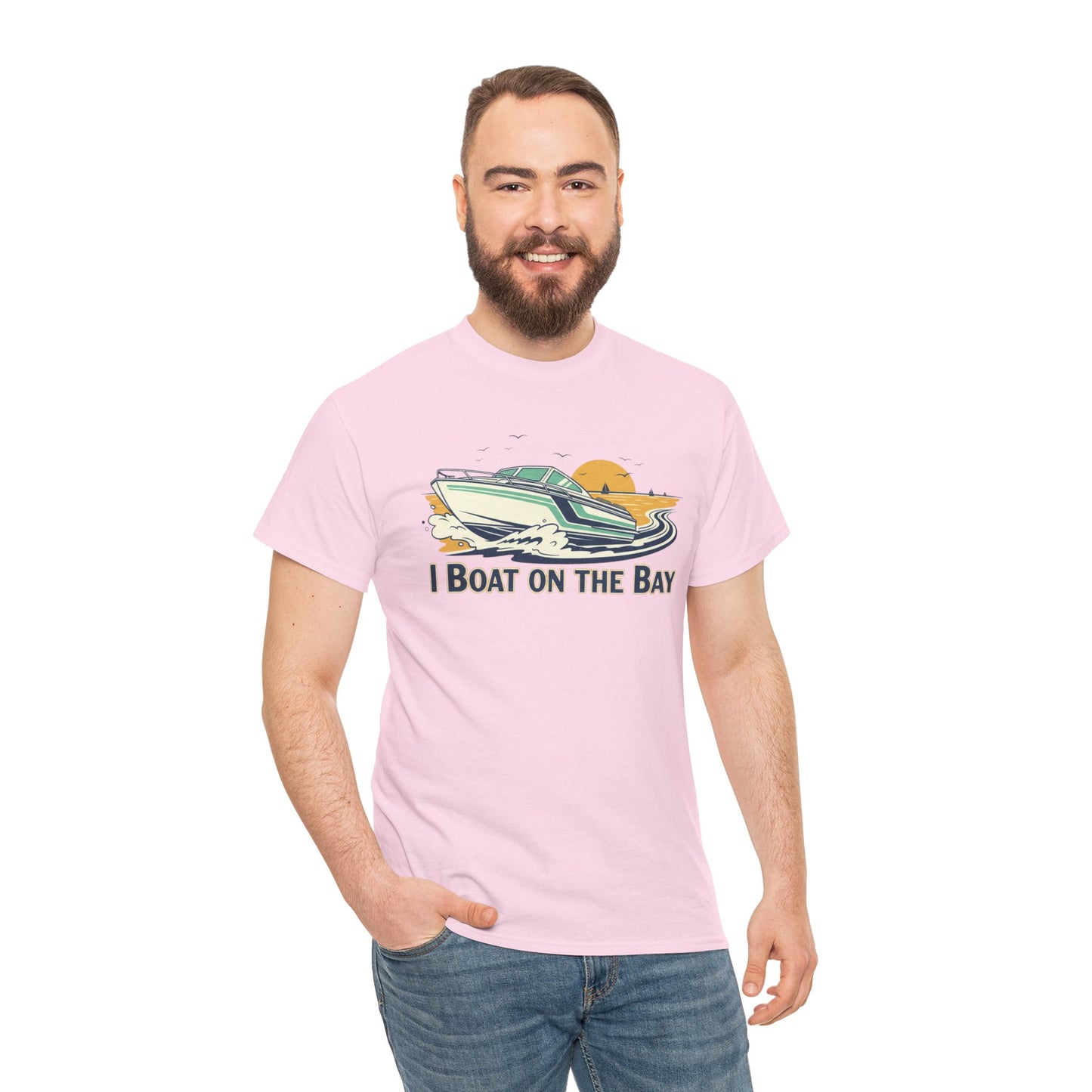 Boat on the Bay T-Shirt — Retro Motorboat Sunset Tee Printify