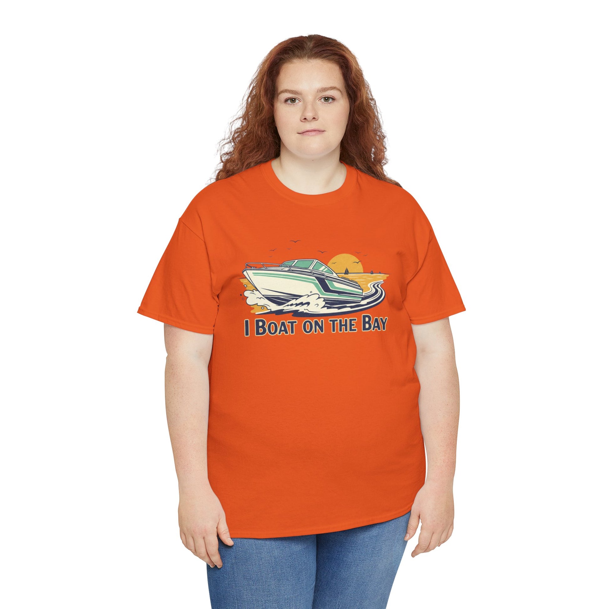 Boat on the Bay T-Shirt — Retro Motorboat Sunset Tee Printify