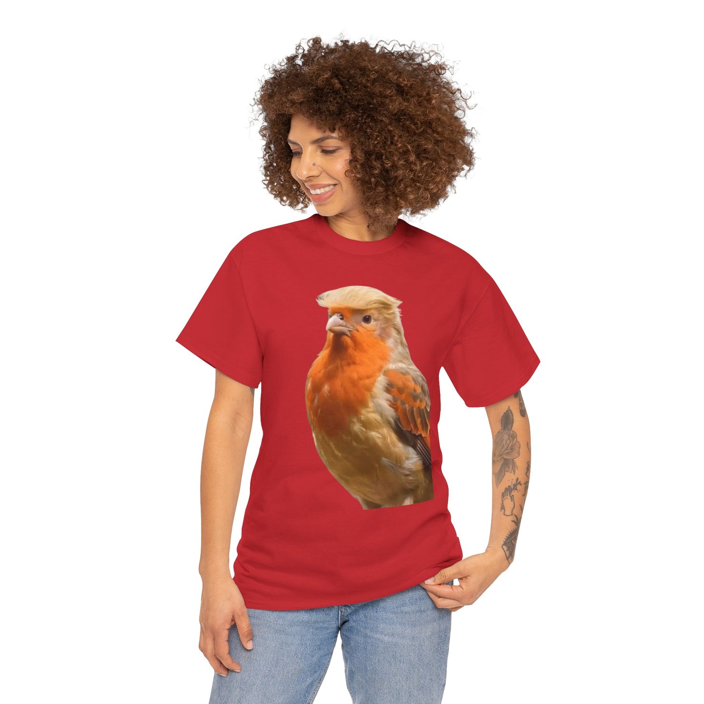 Robin Illustration T-Shirt — Cute Red-Breast Bird Graphic Tee
