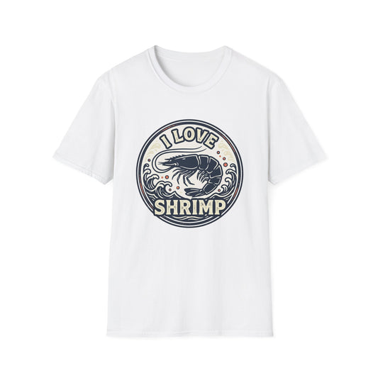 I Love Shrimp T-Shirt — Retro Seafood Crew Tee