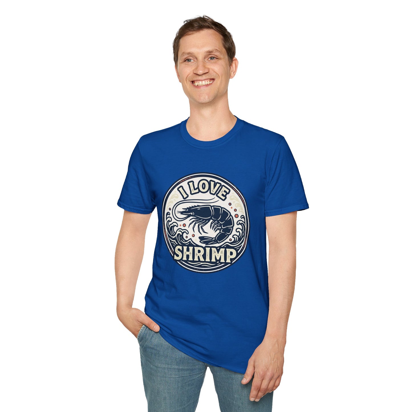 I Love Shrimp T-Shirt — Retro Seafood Crew Tee