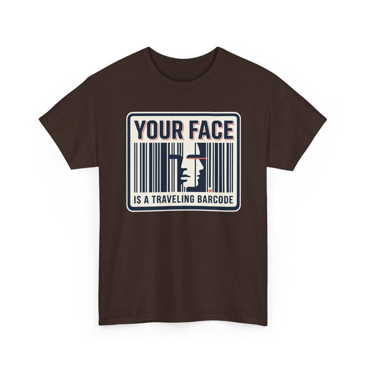 "Your Face Is a Traveling Barcode" Graphic Tee