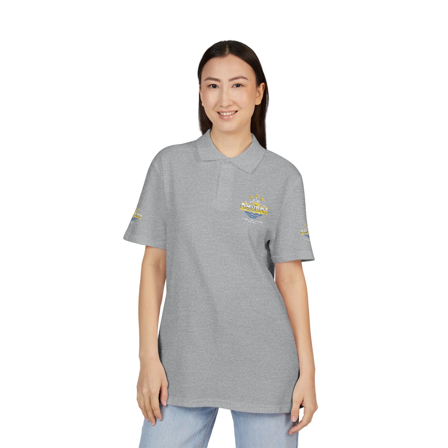 Unisex Pique Polo Shirt (Embroidery) Front and Back