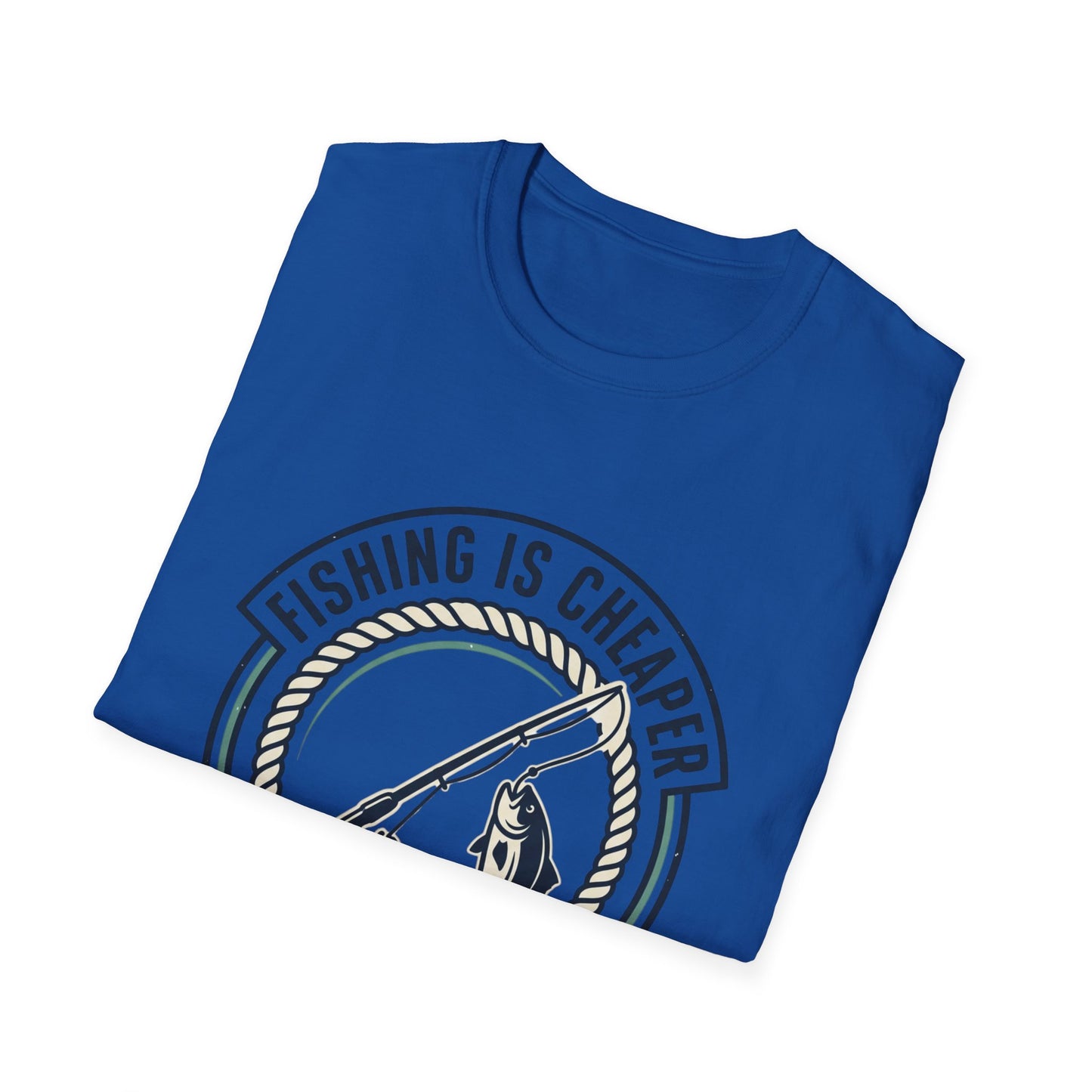 Fishing Is Cheaper Than Therapy T-Shirt — Funny Fishing Graphic Tee for Anglers
