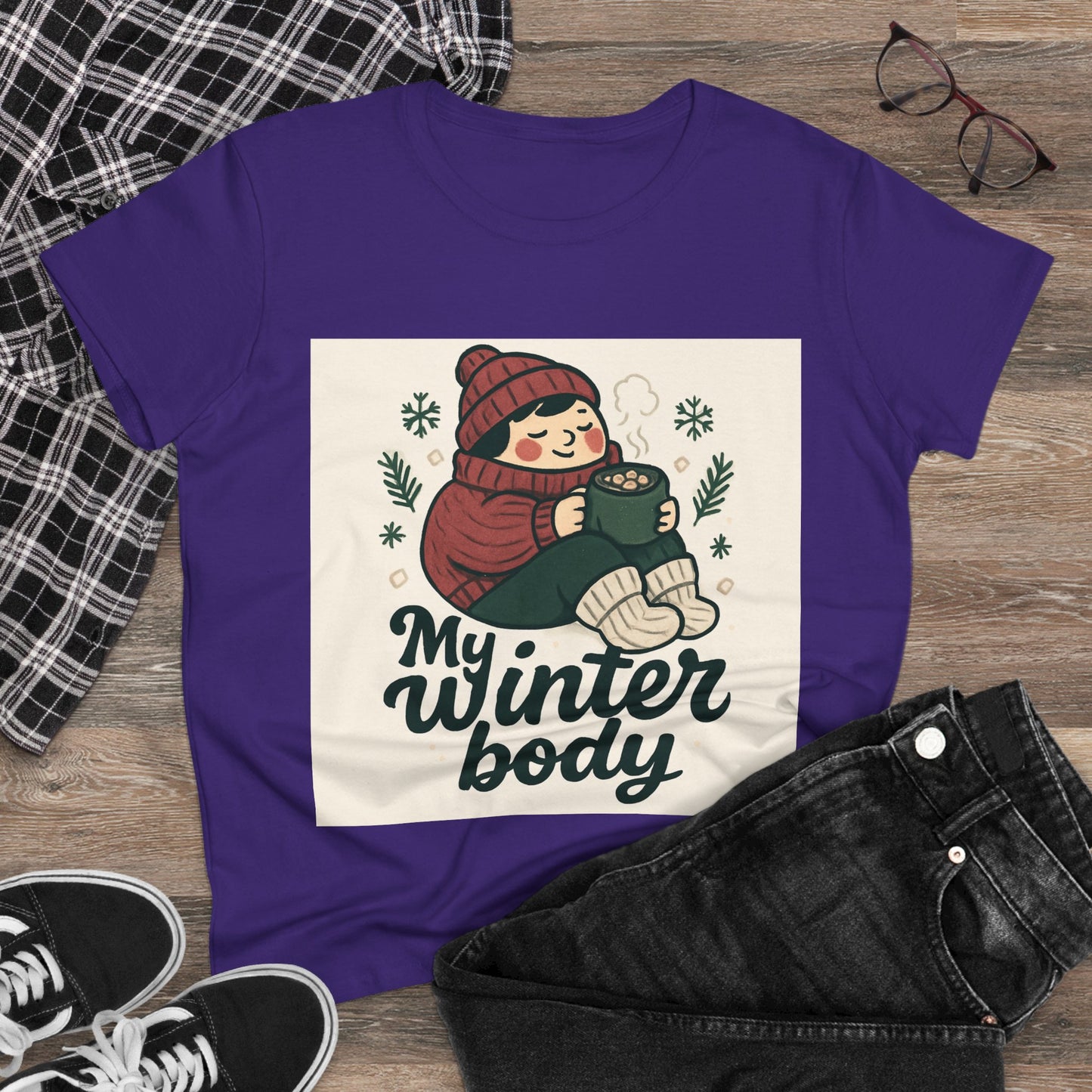 My Winter Body Women's Tee — Cozy Hot Cocoa Graphic T-Shirt