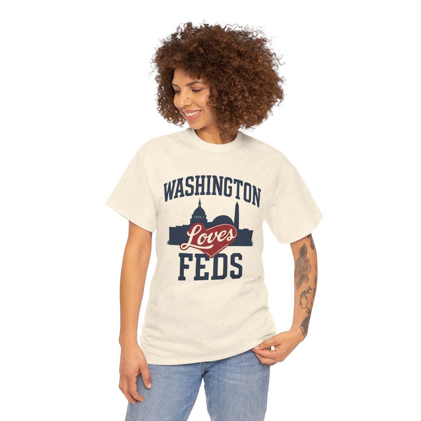 Washington Loves Feds T-Shirt — Patriotic DC Skyline Tee