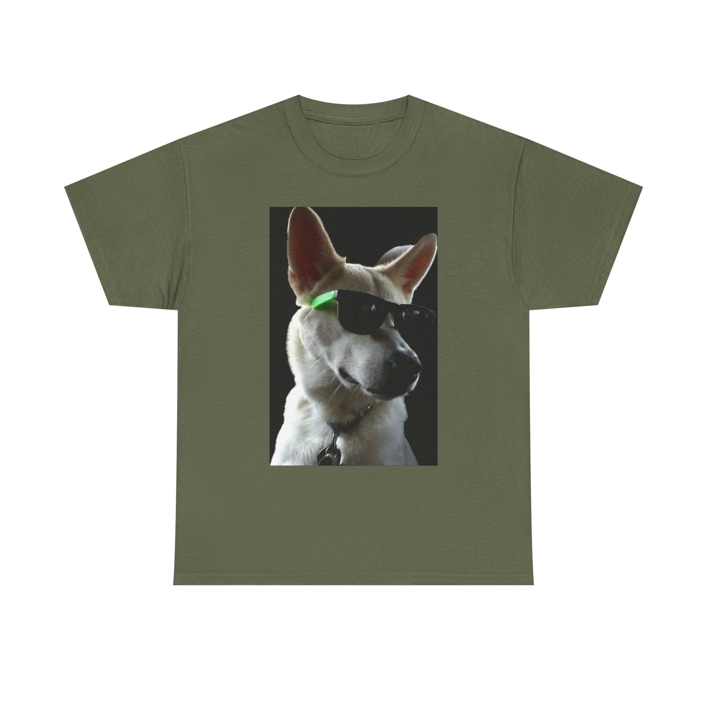 Cyberpunk Dog Photo Tee — Futuristic Bull Terrier Graphic T-Shirt Printify