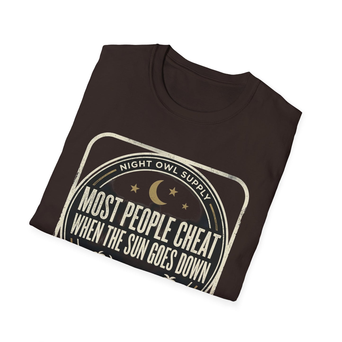 “Most People Cheat When The Sun Goes Down” Vintage Graphic Tee-Night Owl T-Shirt