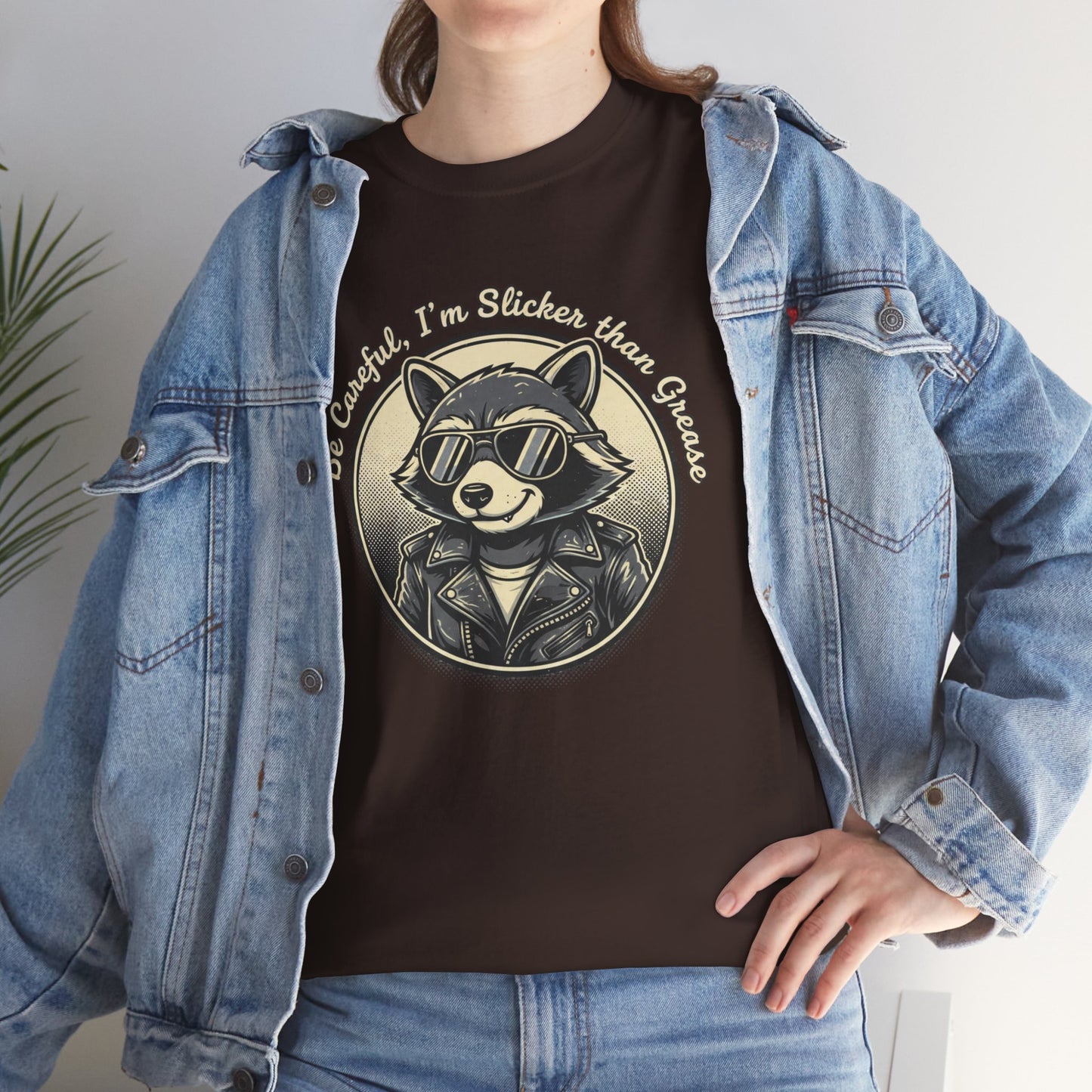 Raccoon Detective Graphic Tee — "Be Careful I’m Watching Your Snacks" Vintage Badge T-Shirt