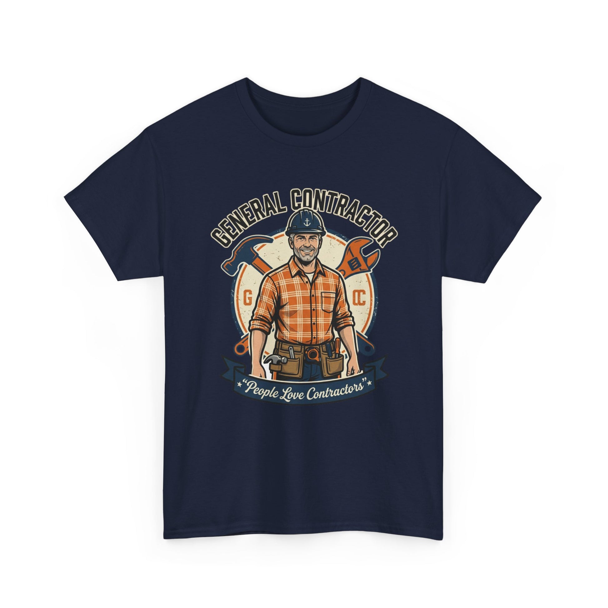 General Contractor T-Shirt — Vintage Construction Worker Logo Tee Printify