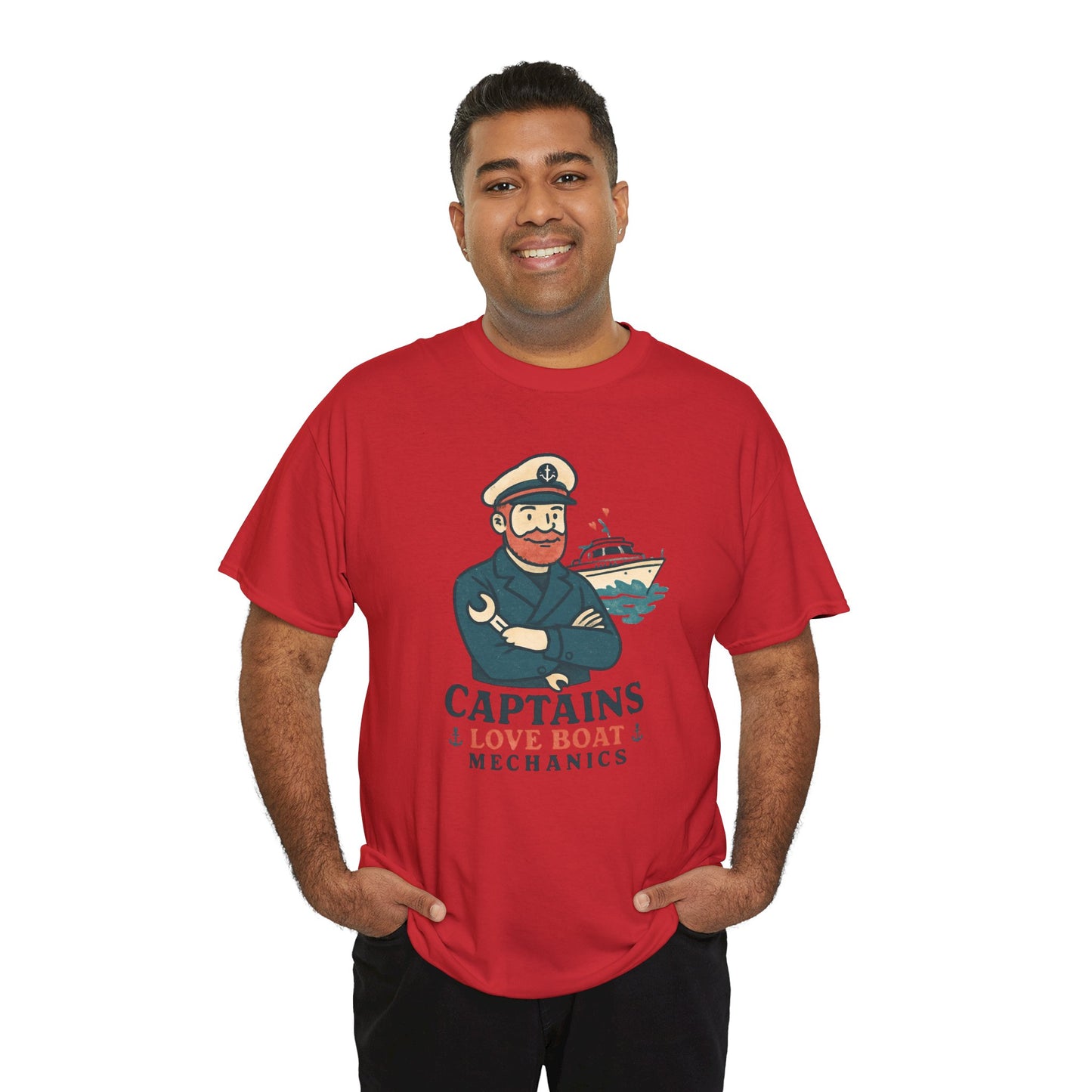 Captain Mechanics T‑Shirt — "Captains Love Boat Mechanics" Nautical Crew Tee