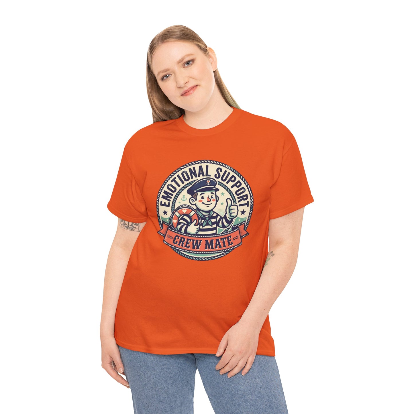 Emotional Support Crew Mate T‑Shirt — Retro Nautical Crewmate Tee Printify