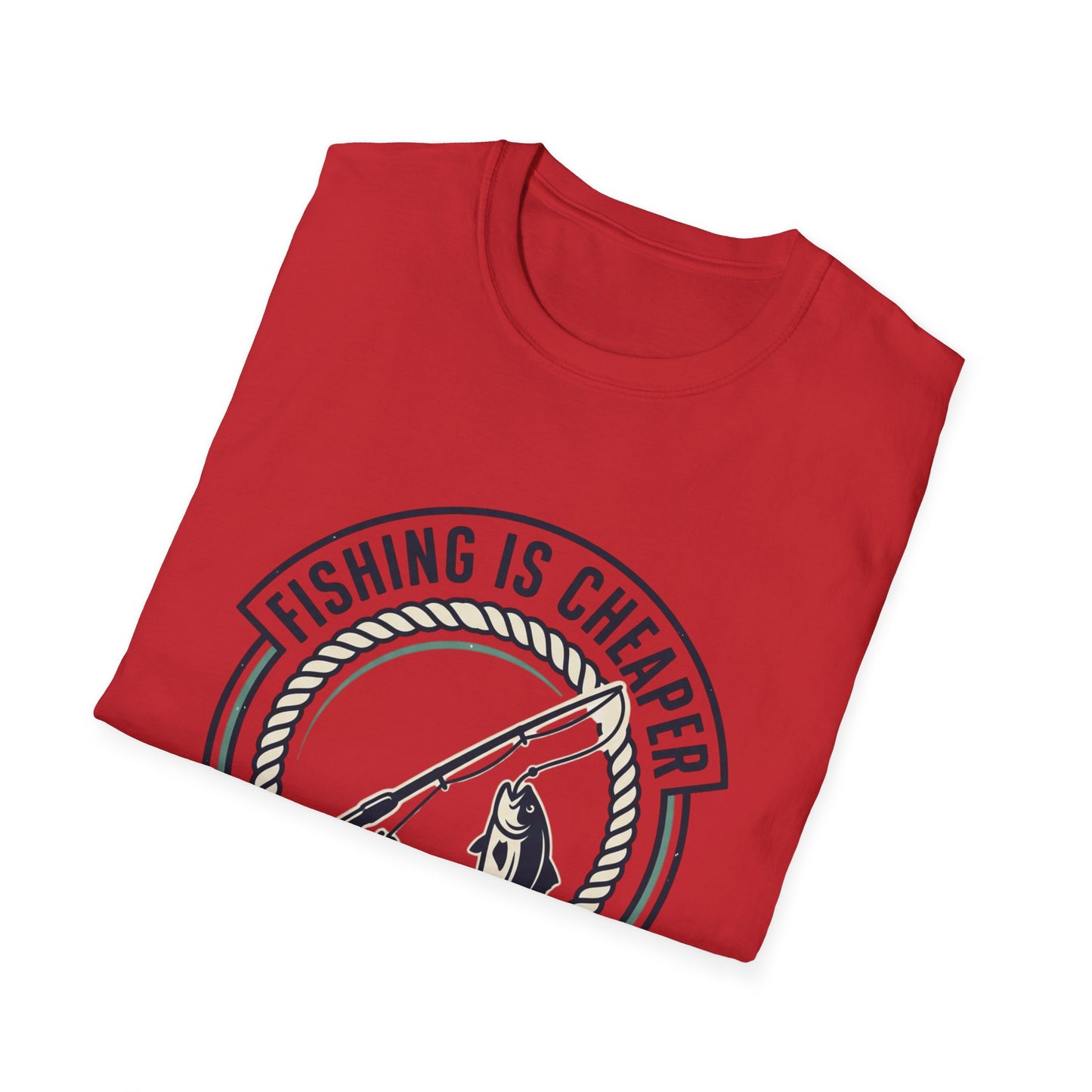 Fishing Is Cheaper Than Therapy T-Shirt — Funny Fishing Graphic Tee for Anglers