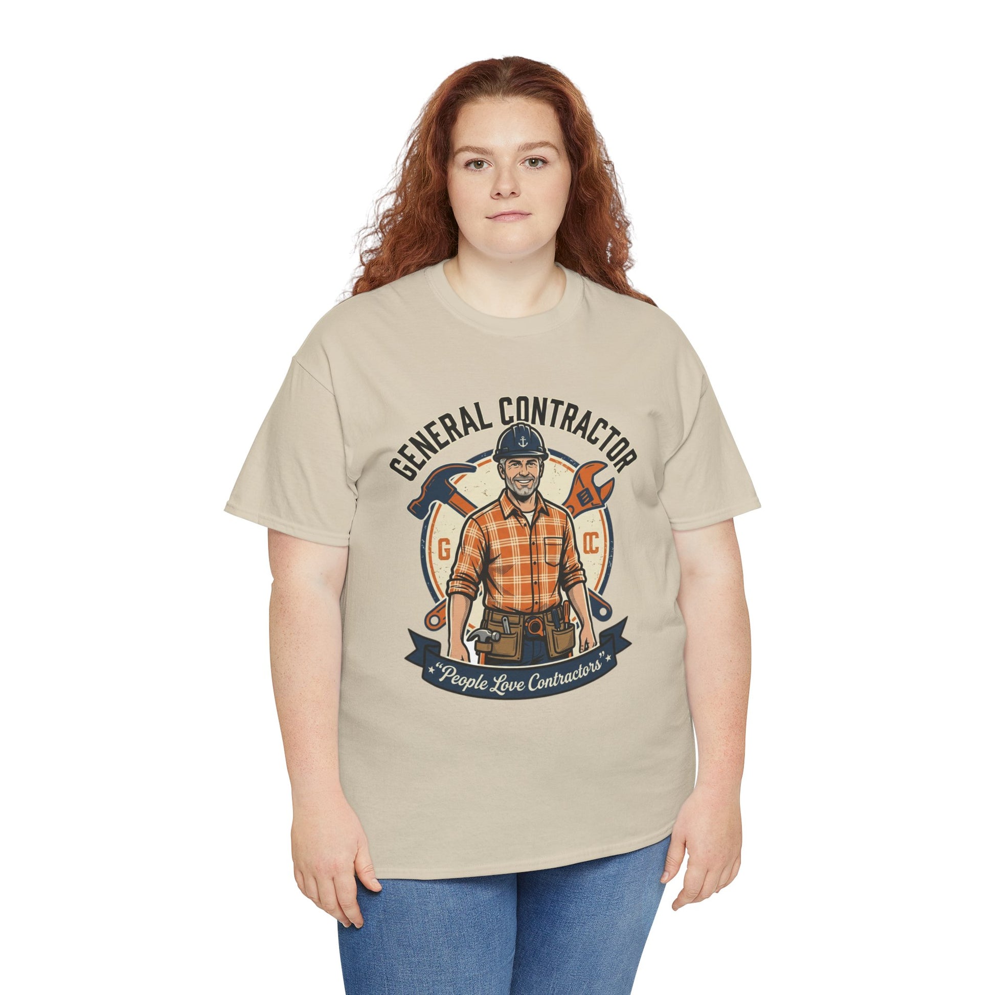 General Contractor T-Shirt — Vintage Construction Worker Logo Tee Printify