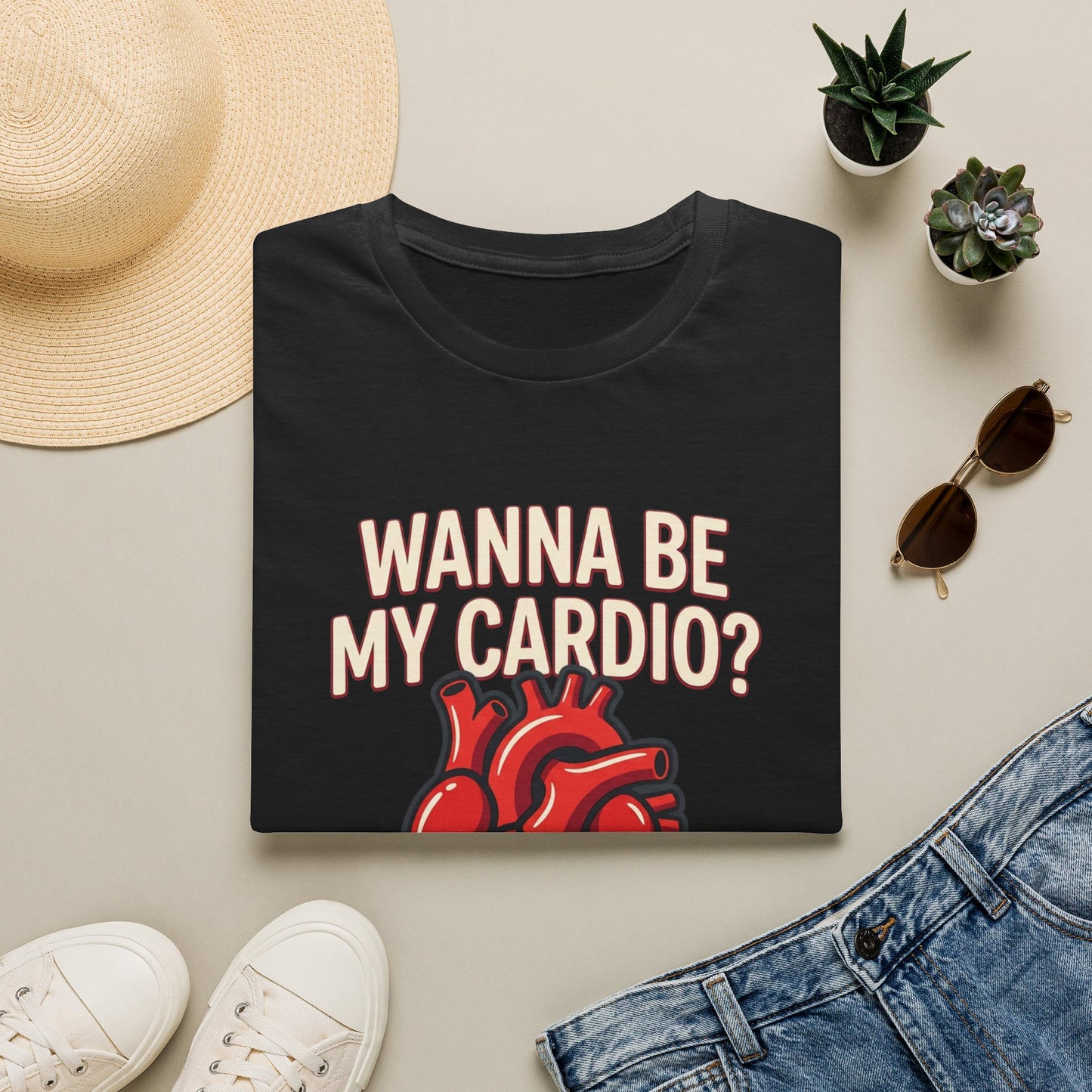 Wanna Be My Cardio? T-Shirt — Cute Anatomical Heart Graphic Tee