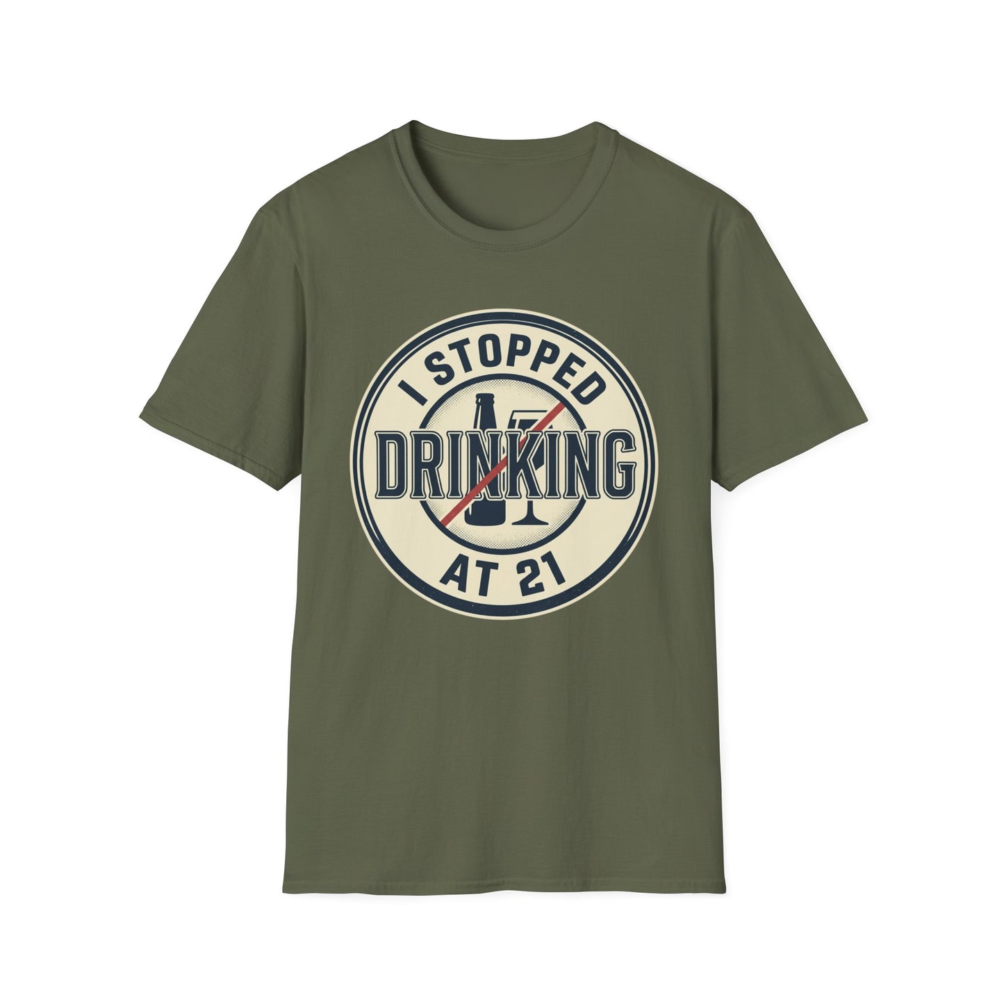 'Stopped Drinking at 21' Vintage Sobriety Shirt